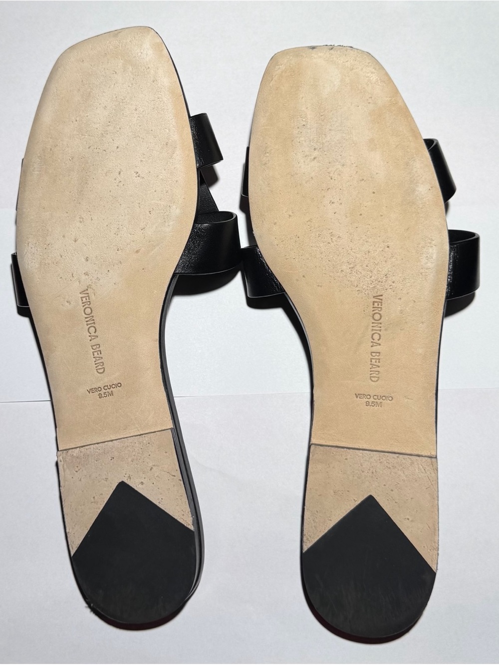 Veronica Beard Via Black Leather Slide Sandals Gold Studs Size 9.5 - Picture 7 of 7